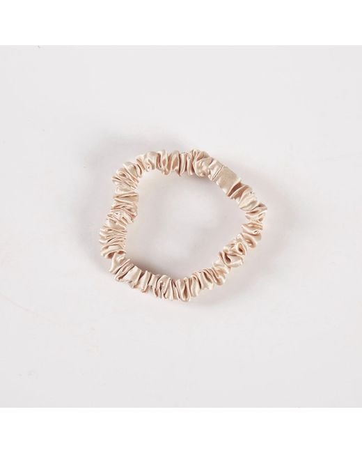 Soft Strokes Silk Metallic Neutrals Pure Mulberry Silk Skinny Scrunchie Set Of Five