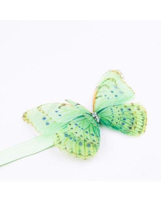 Oana Savu Green Mint Silk Butterfly Ribbon Tie Choker Necklace
