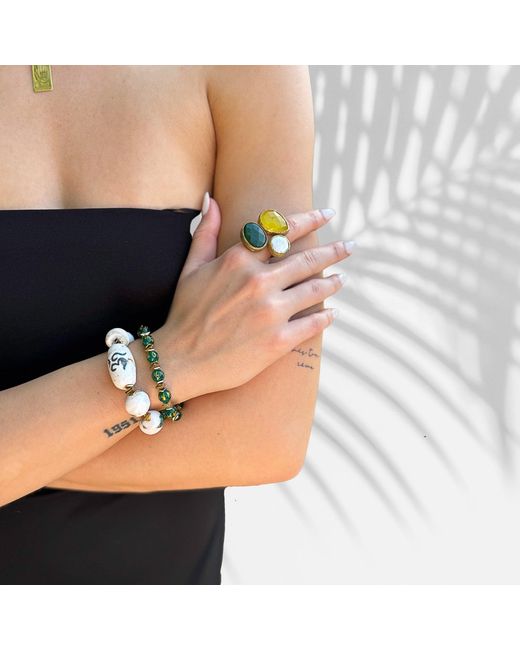 Ebru Jewelry Metallic Tibetan Mantra Yoga Meditation Beaded Bracelet Set