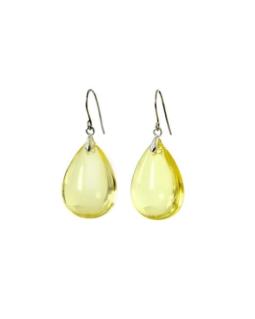 Laura Daili Yellow Neutrals Light Amber Teardrop Earrings