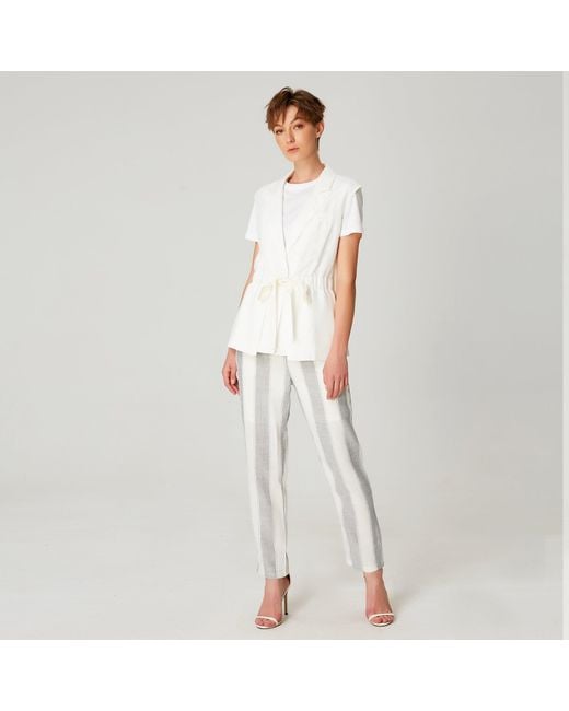 Smart and Joy White Waistcoat With Drawstring