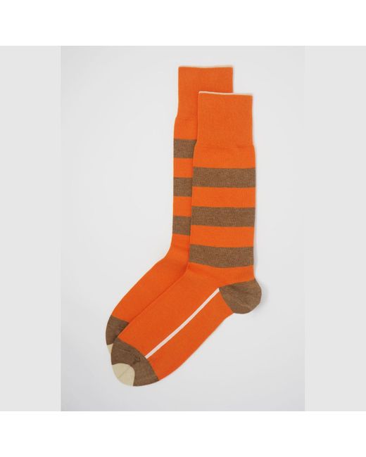 Peper Harow - Made in England Orange Equilibrium Organic Socks for men