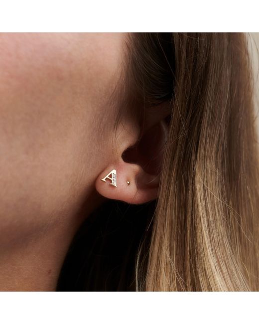 Posh Totty Designs Metallic Gold Initial Earrings With Cubic Zirconia