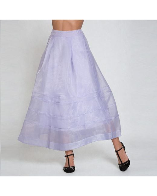 Smart and Joy Purple Tiered Stitched Pleats Flared Skirt