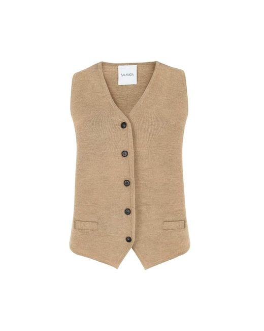 SALANIDA Natural Neutrals Galante Knitted 100% Merino Waistcoat