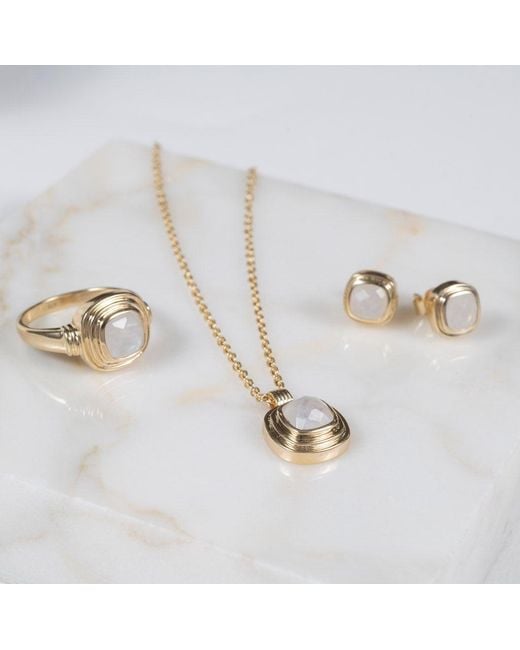 Auree Jewellery Metallic California Cushion Moonstone Vermeil Ring