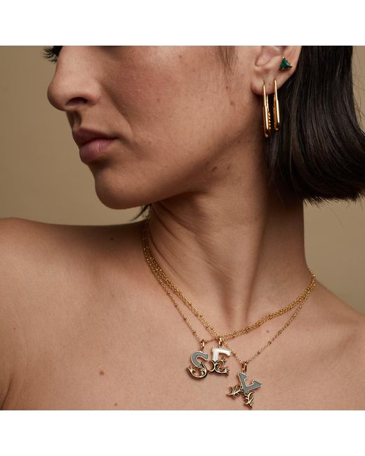 Kasun Metallic Solid X Initial Necklace With Mother Of Pearl