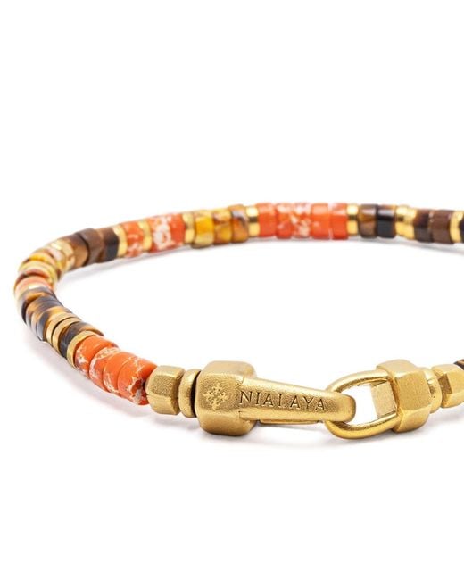 Nialaya Metallic Jasper & Tiger Eye Heishi Bracelet for men