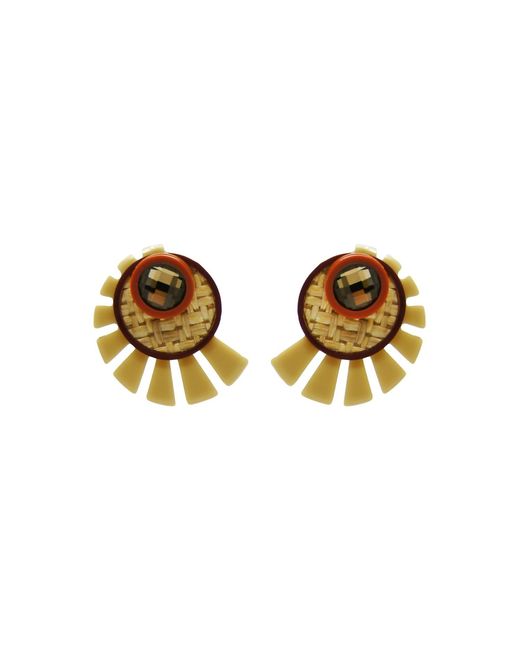 Gissa Bicalho Metallic Handmade Acrylic Earrings Sunshine Kahki