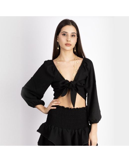 Ilvi Black Melena Crop Blouse & Skirt Set