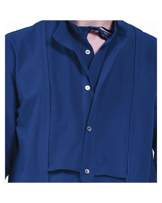 Smart and Joy Blue Shirt With Bib And Double Collar for men