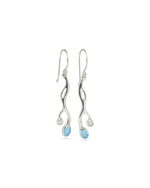 Isla Silver Metallic Flowing & Opal Drop Earrings