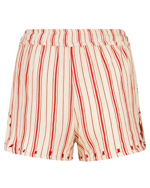 Boutique Kaotique Red Handmade Moroccan Striped Beach Shorts