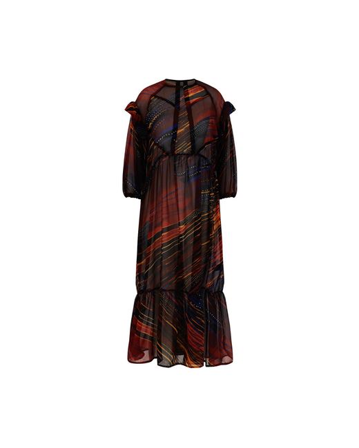NUMBAT Red Sahara Printed Sheer Midi Dress