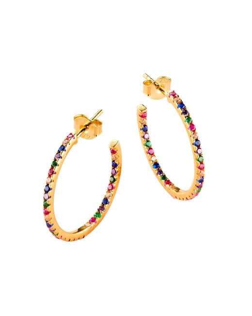 Posh Totty Designs Metallic Plated Cz Birthstone Hoop Earrings