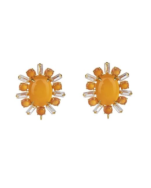 Bounkit Metallic Raina Studs Carnelian Pierced