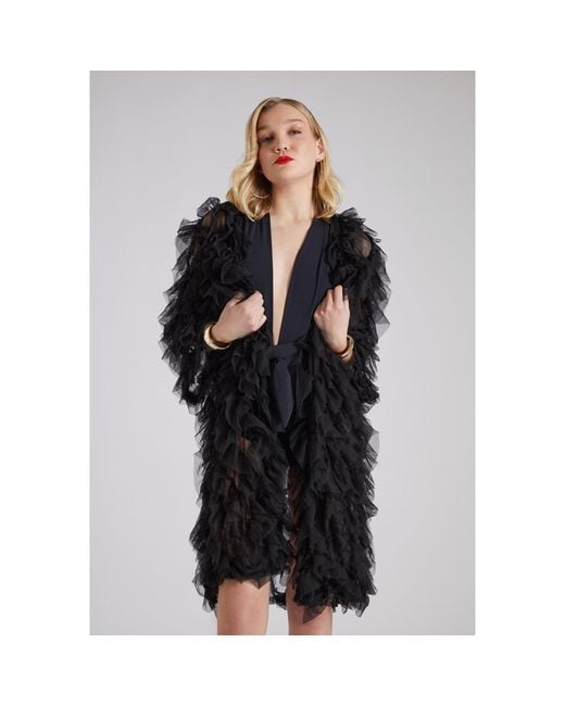 ROSIE BILLINGTON Black Nera Ruffle Kimono Jacket