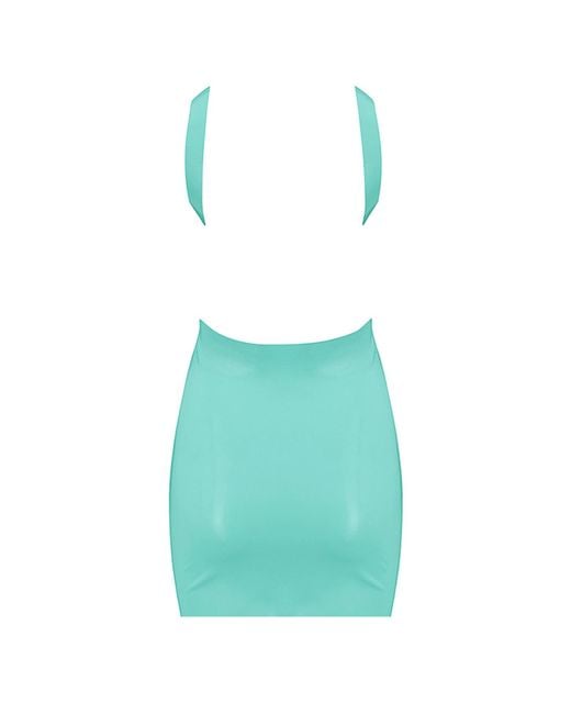 Elissa Poppy Blue Latex Backless Mini Dress