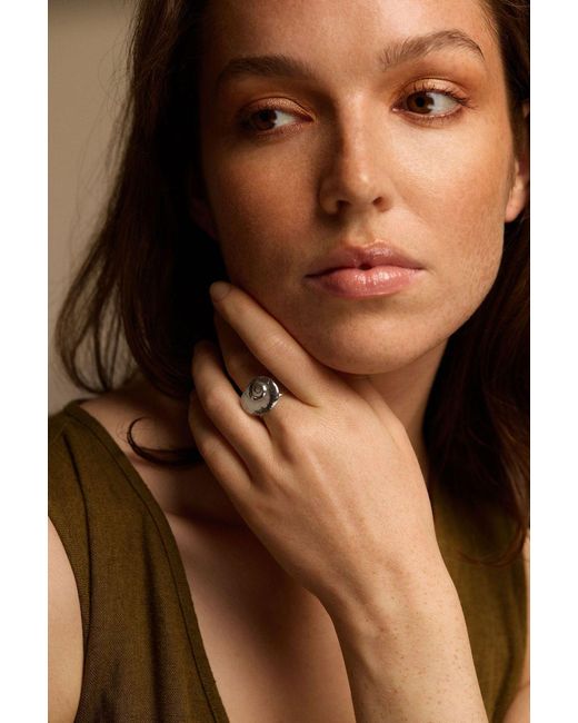 Arianne Delaney White Sterling Chunky Textured Spiral Shell Ring