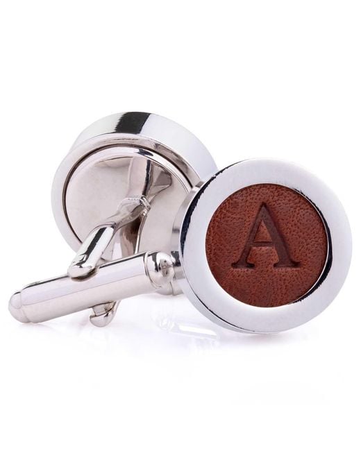 N'damus London Multicolor Regent Chestnut Leather Letter Cufflinks for men