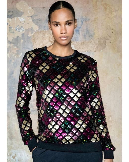Any Old Iron Black Harlequeen Sequin Sweatshirt