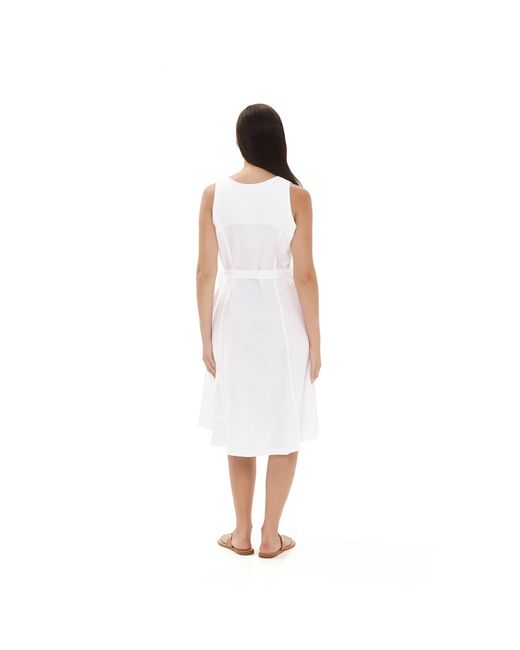 Haris Cotton White Sleeveless Button Front Linen Cami Dress