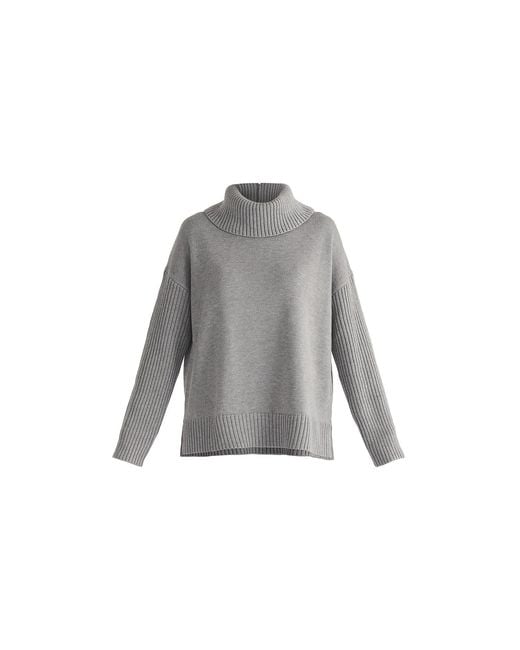 Paisie Gray Polo Neck Jumper With Ribbed Details