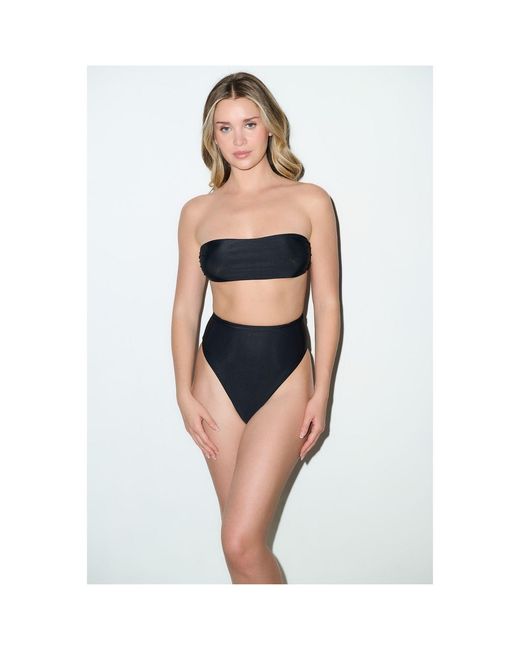 Playaluxe Black Strapless High Waist Bikini Set