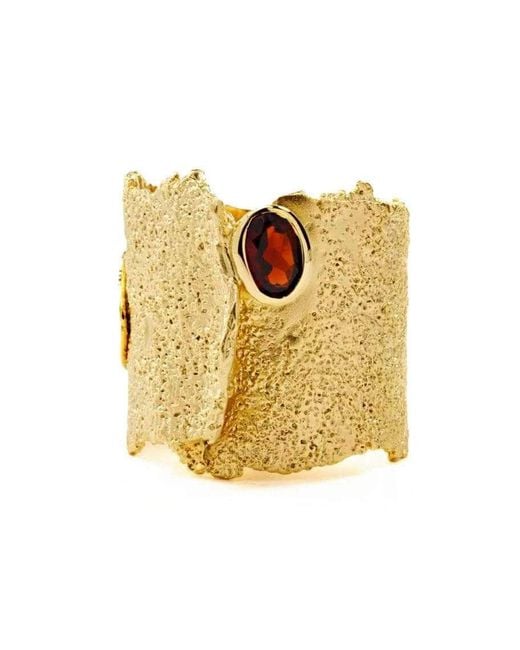 German Kabirski Yellow Otthild Iconic Plated Ring With Natural Garnet