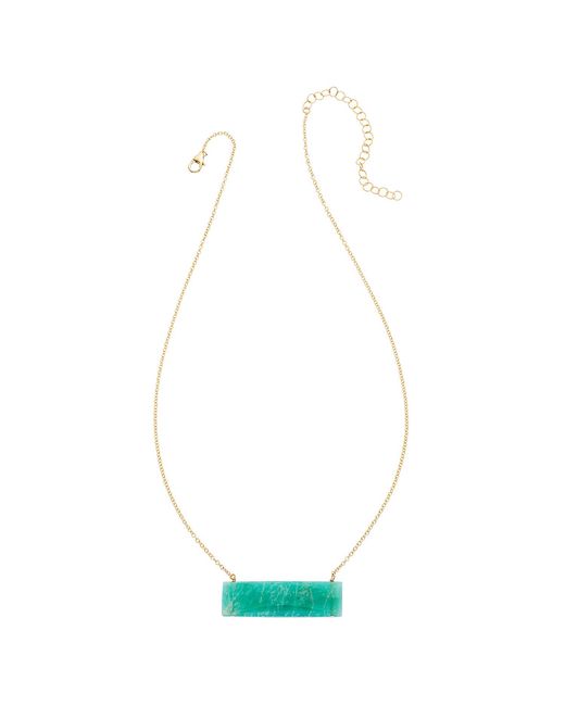 Heather Hawkins Jewelry Blue Float Custom Cut Bar Semi-Precious Baguette Gemstone Necklace
