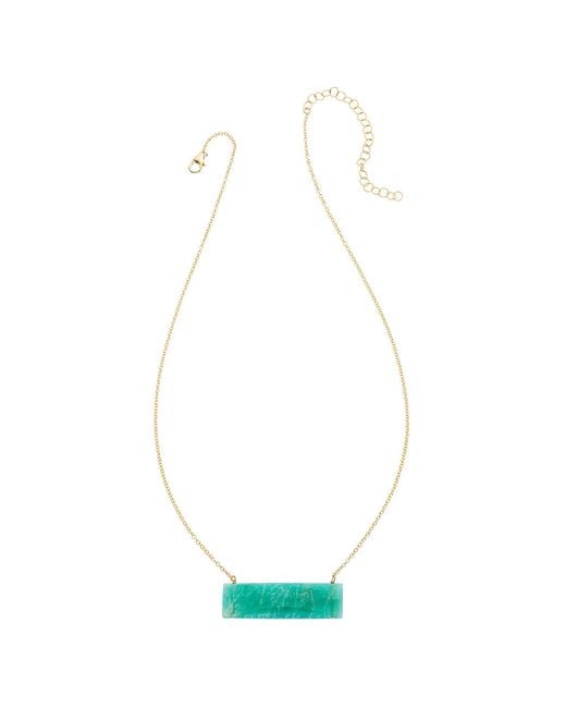 Heather Hawkins Jewelry Blue Float Custom Cut Bar Semi-Precious Baguette Gemstone Necklace