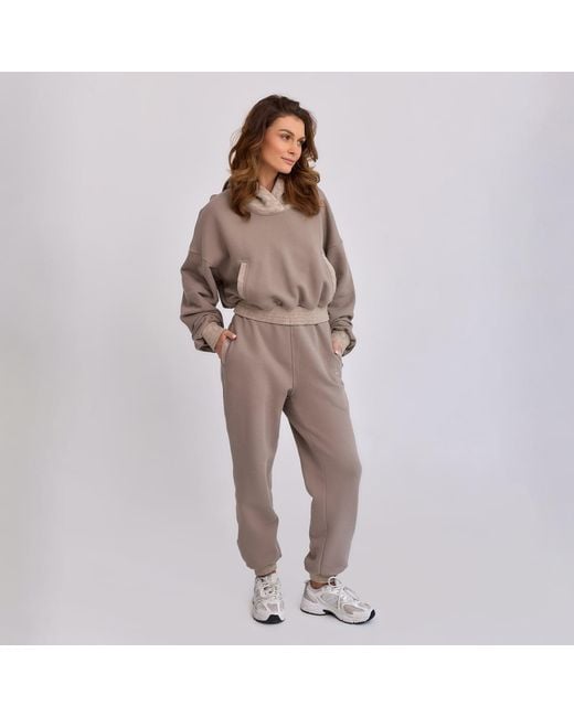 Mandragora Gray Neutrals Cotton Sweatpants With Jacquard Detailing