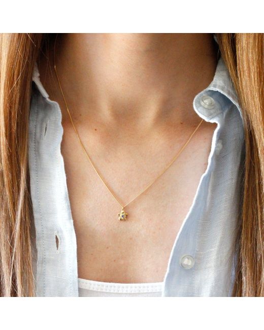 Lee Renee Metallic Forget Me Not Necklace – Single Sapphire–