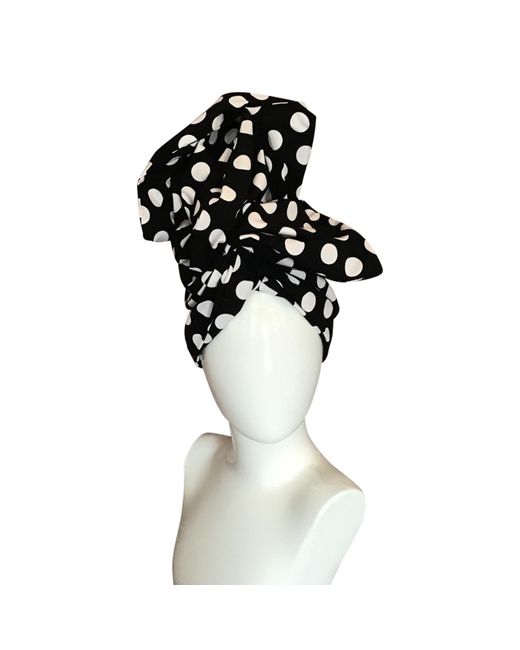 Romer Millinery Black Twisturban Turban With Dots