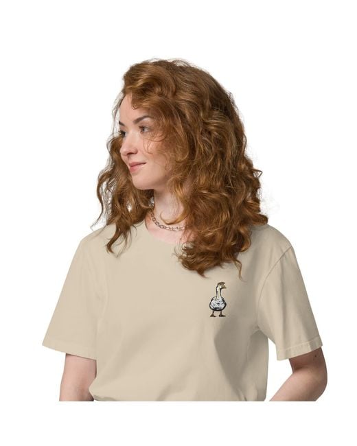 Anchor and Crew Natural Neutrals Desert Dust Dapper Duck Actual Life Organic Cotton Embroidered T-Shirt