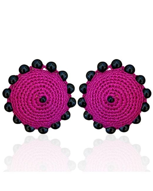 PINAR OZEVLAT Purple Dome Studs