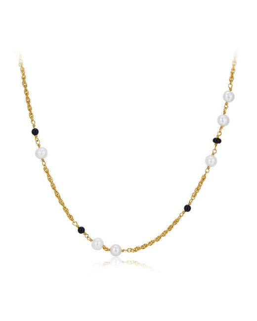 Janus Edinburgh Metallic Heh Bead Freshwater Pearl Onyx Vermeil Chain Necklace