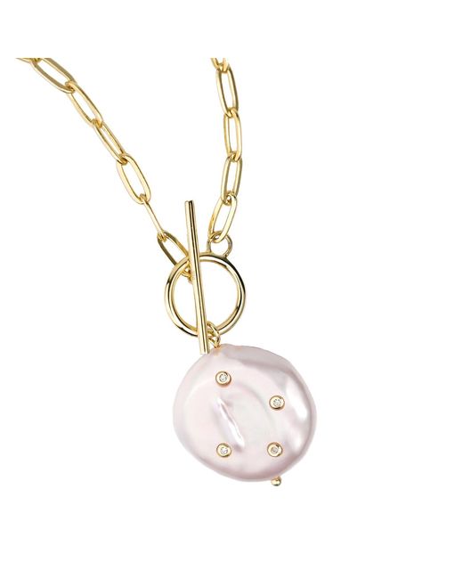 Zynnia Collective Metallic Studded Pearl Necklace