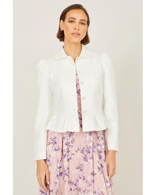 Yumi' White Peplum Fitted Jacket