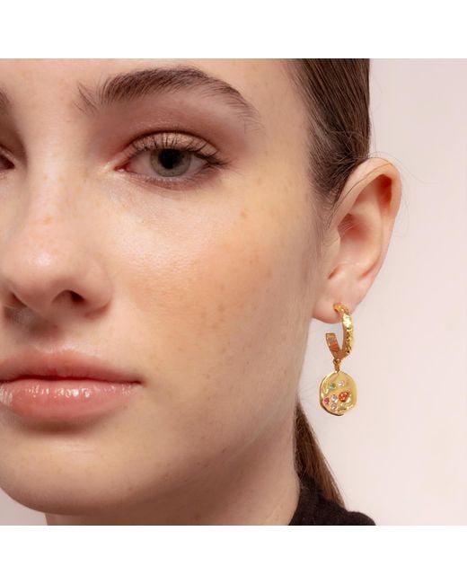 Lavani Jewels Metallic Goldplated & Multicolored Sadie Hoops