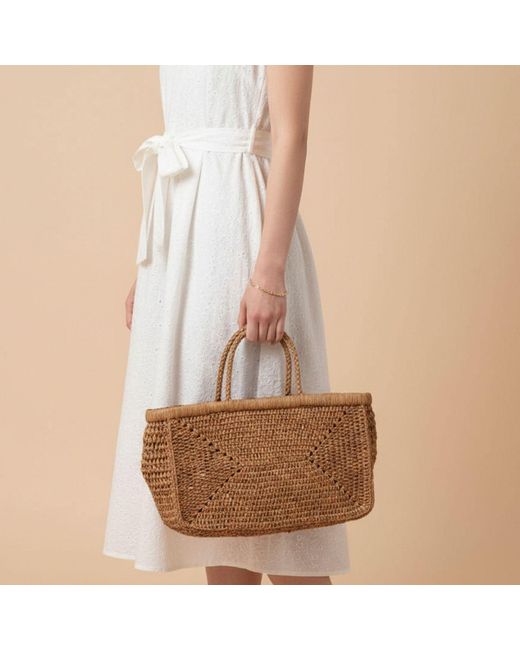 Zanatany Concepts Brown Clipa- Small Caramel Raffia Bag