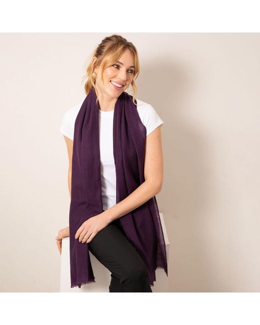 Alie Street London Purple Aurielle Silk Wool Scarf Imperial