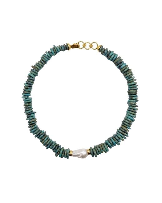LINYA JEWELLERY Green Baroque Pearl Natural Stone Necklace