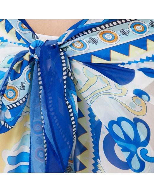 LOVEIST STORE Blue Trya Pareo Sarong Cover Up