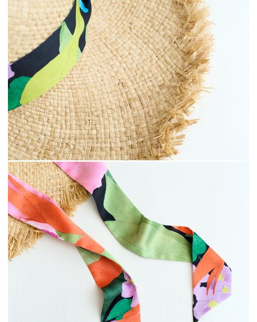 Lost Pattern Yellow Cartagena Straw Hat With Ribbon Tie