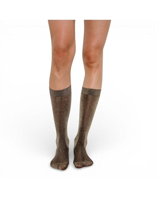 HIGH HEEL JUNGLE by KATHRYN EISMAN Brown Glitterati Tall Socks