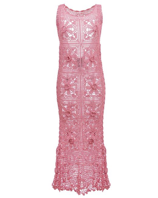 Andreeva Pink Dust Rose Handmade Crochet Dress