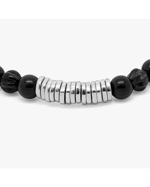 Tateossian Black Classic Discs Beaded Bracelet for men
