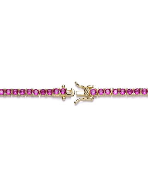Genevive Jewelry Pink Genevive Sterling Plated With Ruby Cubic Zirconia Tennis Bracelet