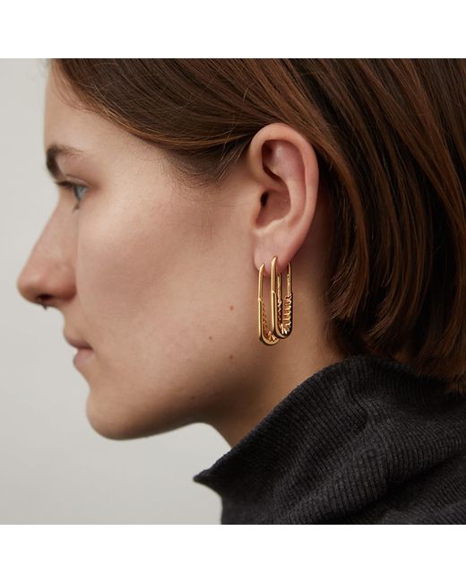 Kasun Metallic Safety Pin Hoop Earrings